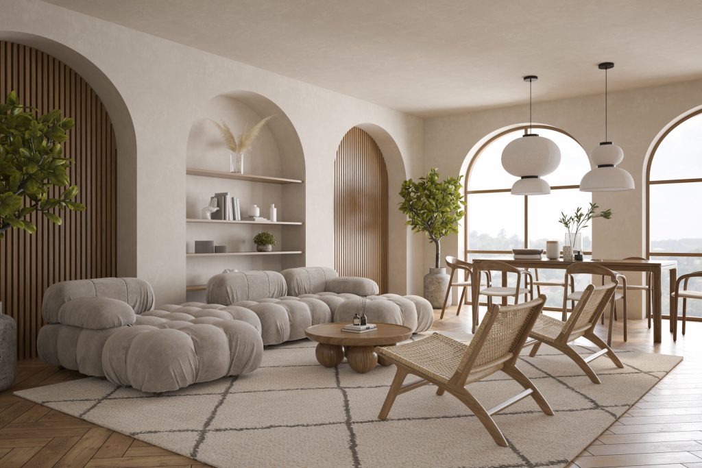 modern style conceptual interior room 3d illustration